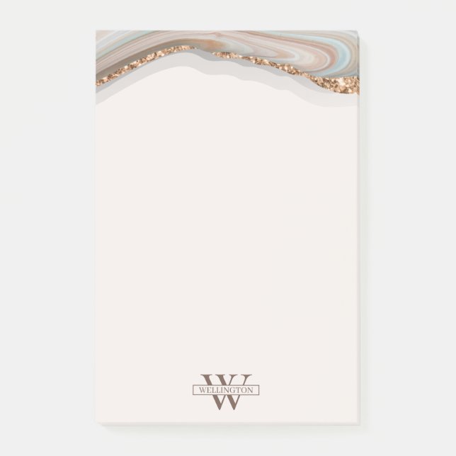 Agate Stone Marble Monogram Name Notes (Front)
