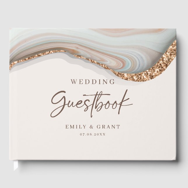 Agate Stone Marble Wedding Guestbook (Front)