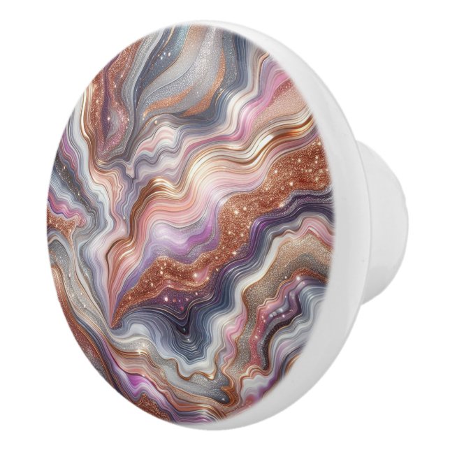 Agate Style Pattern Ceramic Knob (Right)