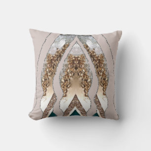 Agate Teal Blue Gold Glitter Marble Aqua Turquoise Cushion