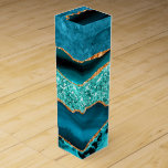 Agate Teal Blue Gold  Marble Turquoise Wine Box<br><div class="desc">Wine Boxes with Agate Teal Blue Gold Glitter Marble Aqua Turquoise Geode Customisable Gift - or Add Your Name / Text - Make Your Special Gift ! Resize and move or remove / add text / elements with Customisation tool ! Design by MIGNED ! Please see my other projects /...</div>