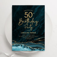 Agate Teal Gold 50th Birthday