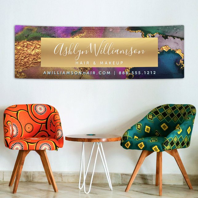 Agate watercolor gold purple green blue modern banner (Creator Uploaded)