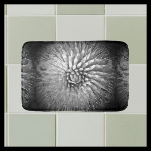 Agave Abstract Black and White Plush Bath Mat