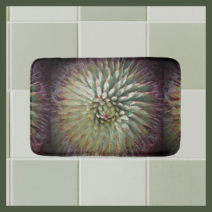 Agave Abstract Green and Purple Plush Bath Mat