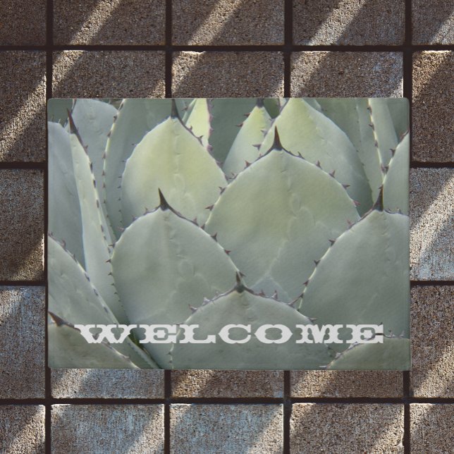 Agave Cactus Plant Welcome Doormat (In Situ)