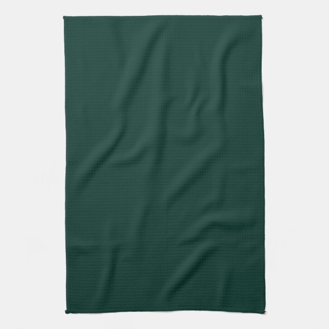 Agave Dark Forest Green Solid Colour Background Tea Towel (Vertical)