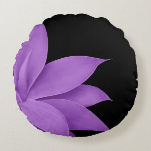 Agave Finesse #10 - Purple on Black Round Cushion