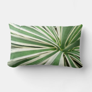 Agave Plant Green and White Striped Lumbar Cushion