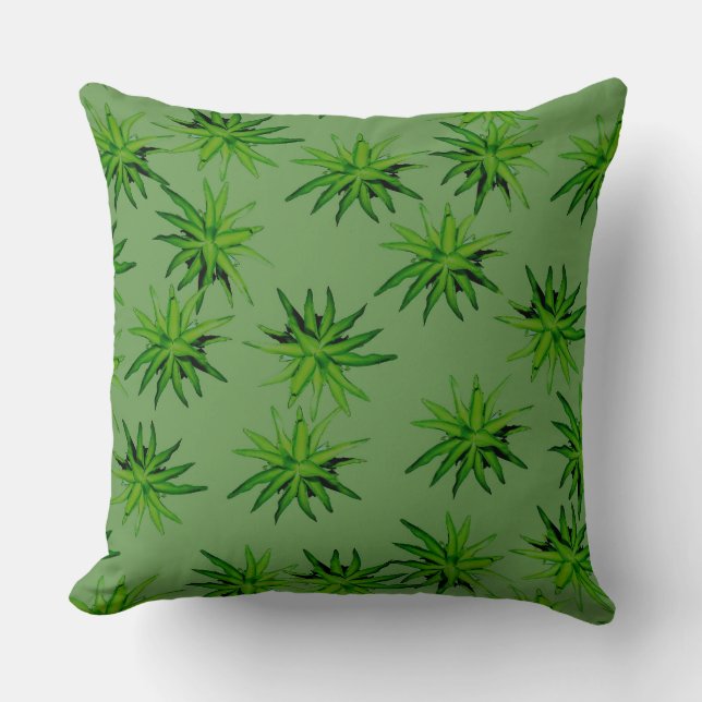 Agave Rosette- Cactus Green Throw Pillow (Front)