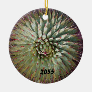 Agave Spikes Green and Purple Holiday Ceramic Ornament