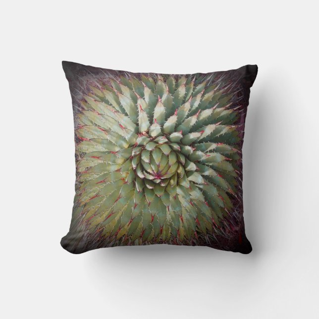 Agave Spikes Green with Purple Tips 16" Square Cushion (Front)
