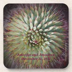 Agave Spikes Personalised Name and Date Wedding Coaster