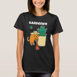 Agave Succulent And Cat Gardener Botanical Heart T-Shirt