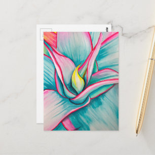 Agave succulent watercolor art  postcard