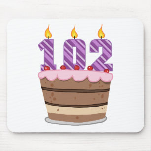Age 102 on Birthday Cake Mouse Pad