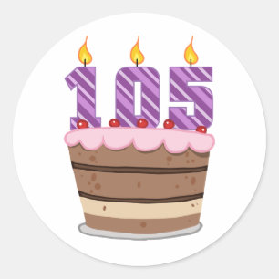 Age 105 on Birthday Cake Classic Round Sticker