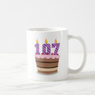 Age 107 on Birthday Cake Coffee Mug