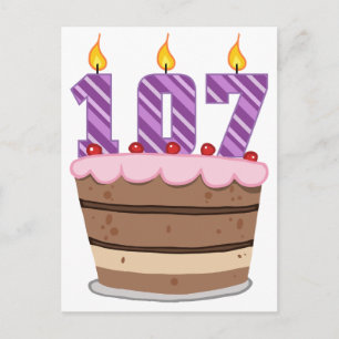 Age 107 on Birthday Cake Postcard
