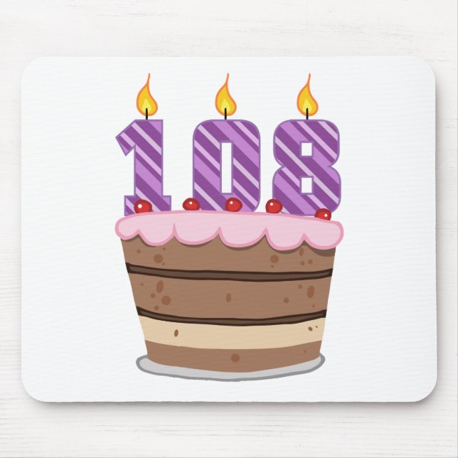 Age 108 on Birthday Cake Mouse Pad (Front)