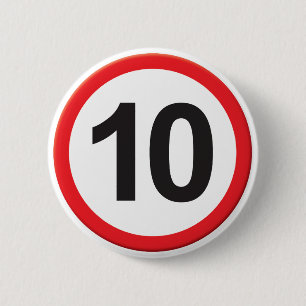 Age 10 6 cm round badge