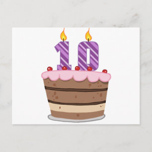 Age 10 on Birthday Cake Postcard