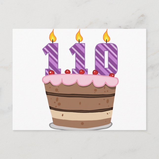 Age 110 on Birthday Cake Postcard (Front)