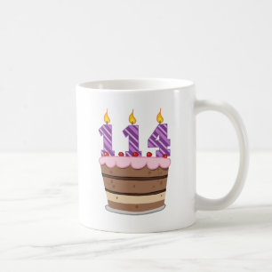 Age 114 on Birthday Cake Coffee Mug