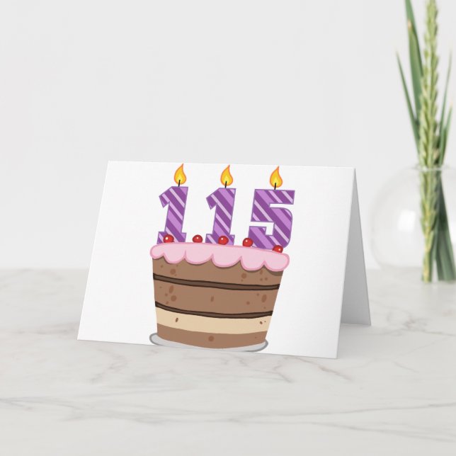 Age 115 on Birthday Cake Card (Front)