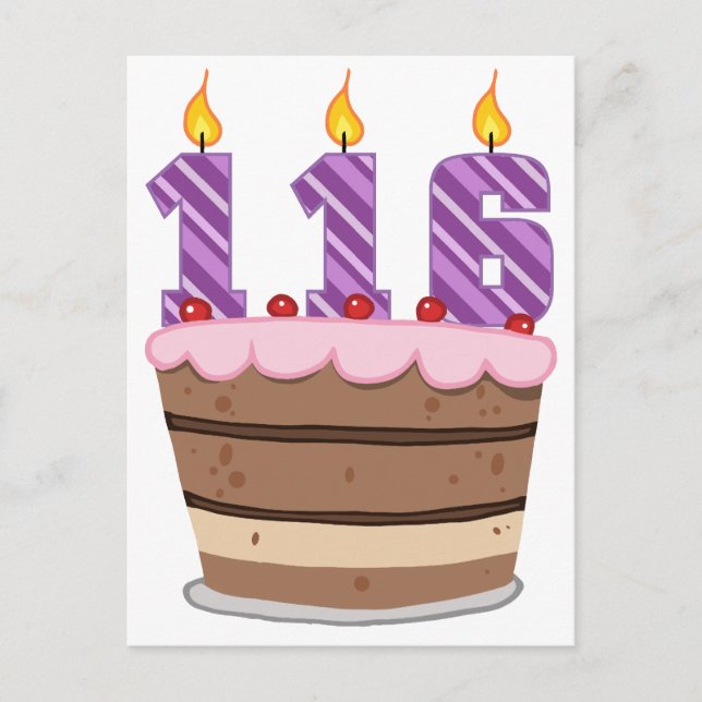 Age 116 on Birthday Cake Postcard (Front)