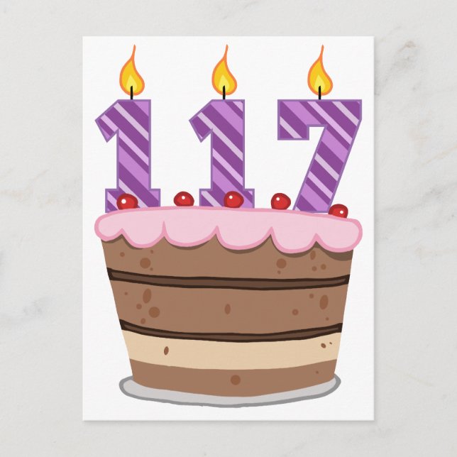 Age 117 on  Birthday Cake Postcard (Front)