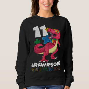 Age 11 Dinosaur Born Birth Puzzle Autism Awareness Sweatshirt