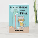 Age 11 Grandson Birthday Beach Funny Cool Racoon Card<br><div class="desc">Trust us when we say that your grandson will definitely be thrilled to get this cool racoon card from you to greet him on his upcoming 11th birthday. He will also like the idea of having his name printed on the cover of this.</div>