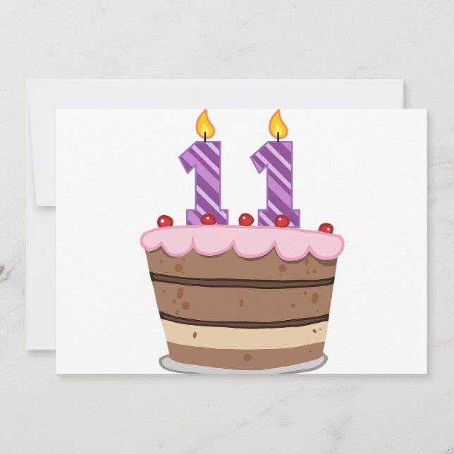 Age 11 on Birthday Cake Card (Front)