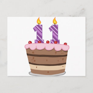 Age 11 on Birthday Cake Postcard