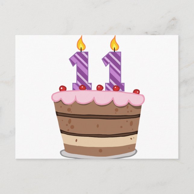 Age 11 on Birthday Cake Postcard (Front)
