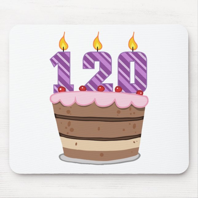 Age 120 on Birthday Cake Mouse Pad (Front)