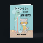 Age 12 Guy Birthday Beach Funny Cool Racoon  Card<br><div class="desc">Gift a guy with this card as he celebrates his 12th birthday. This will be perfect for him since everyone knows that he loves spending time on the beach during summer. And as he celebrates his birthday,  what better place to spend it on,  that on the beach.</div>