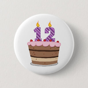 Age 12 on Birthday Cake 6 Cm Round Badge