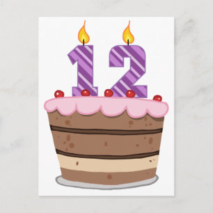 Age 12 on Birthday Cake Postcard