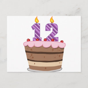 Age 12 on Birthday Cake Postcard