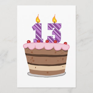 Age 13 on Birthday Cake Card