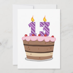 Age 13 on Birthday Cake Card