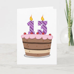 Age 13 on Birthday Cake Card