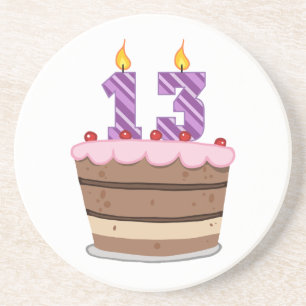 Age 13 on Birthday Cake Coaster