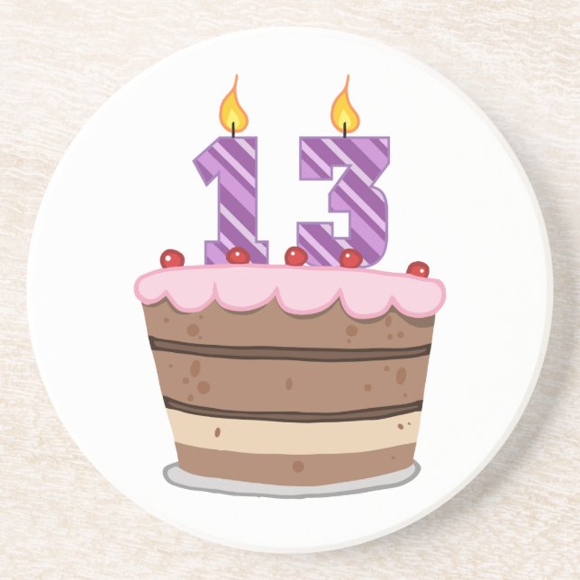 Age 13 on Birthday Cake Coaster (Front)