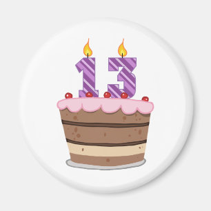 Age 13 on Birthday Cake Magnet