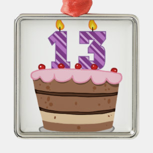 Age 13 on Birthday Cake Metal Tree Decoration