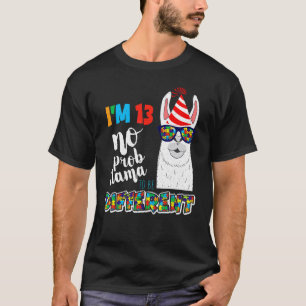 Age 13 Year Old Birth Llama Puzzle April Autism Aw T-Shirt