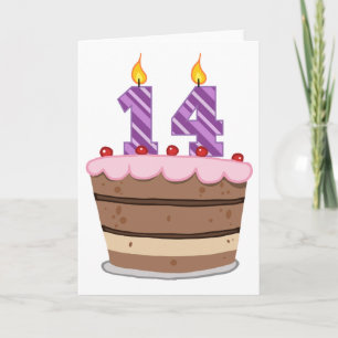 Age 14 on Birthday Cake Card